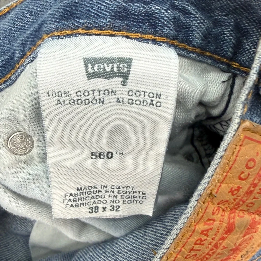 Levi's 560 Jeans Mens 38x32 Blue Comfort Fit Baggy Tapered Leg Denim